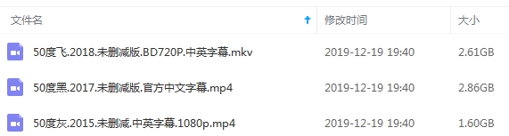 五十度系列三部曲未删减版(五十度灰+五十度黑+五十度飞)高清英语中字打包[MKV/MP4/10.73GB]百度云网盘下载