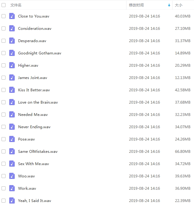 蕾哈娜(Rihanna)2005-2016年8张专辑无损歌曲合集百度云网盘下载