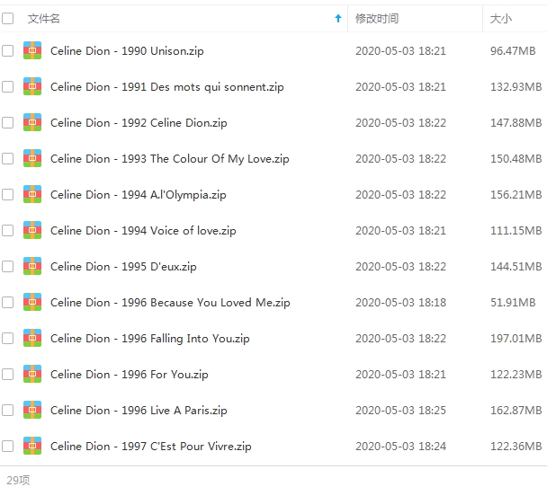 席琳迪翁(Celine Dion)歌曲29张专辑合集[MP3/4.24GB]百度云网盘下载