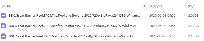 BBC纪录片《大堡礁》三部合集高清英语中字[MKV/6.33GB]百度云网盘下载