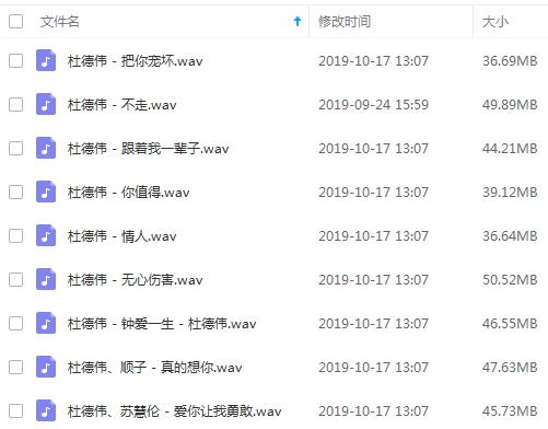 杜德伟歌曲合集9首无损[WAV/396.98MB]百度云网盘下载
