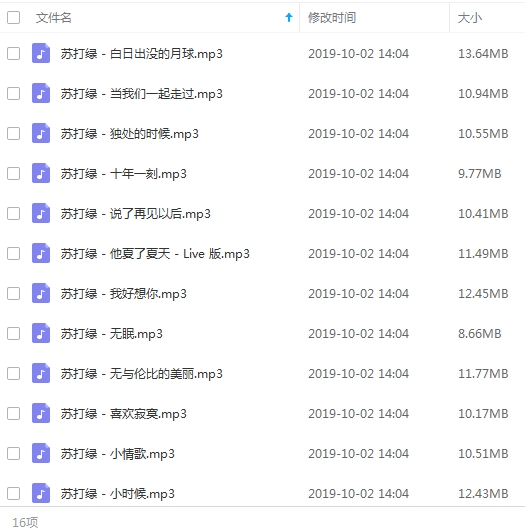 苏打绿精选歌曲16首[MP3/174.68MB]百度云网盘