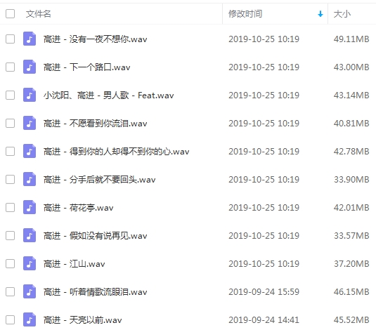 高进无损歌曲合集11首[WAV/457.18MB]百度云网盘下载