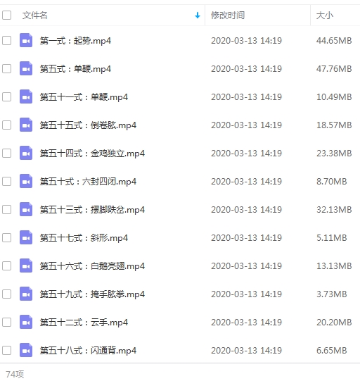 陈氏太极拳七十四式全(含详细讲解及字幕)[MP4/1.60GB]百度云网盘下载