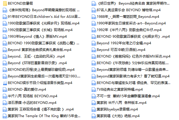 Beyond乐队[1987-2008年]演唱会/节目视频合集][压缩包/MP4//32.25G]百度云网盘下载