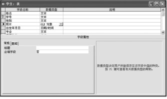 图2-74 “学生”表设计视图