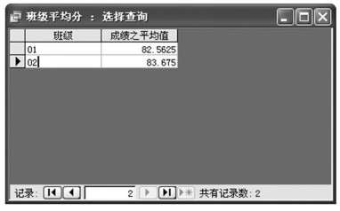 图3-33 班级平均成绩查询结果