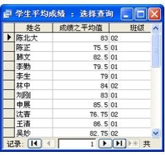 图3-35 学生平均成绩查询结果