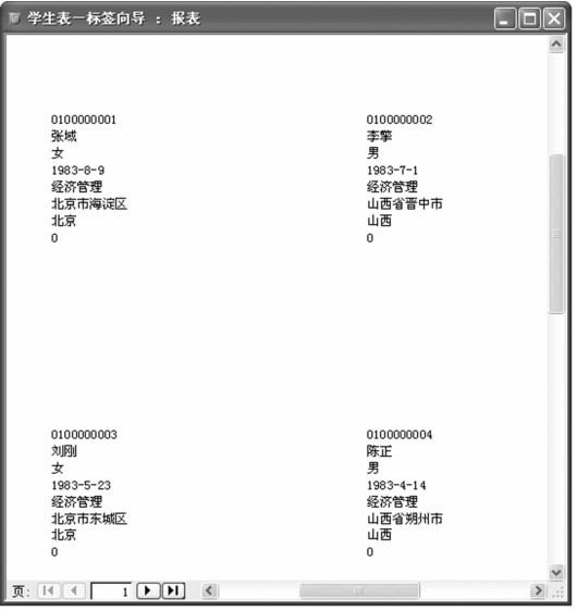 图5-32 使用“标签向导”生成的报表