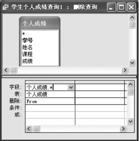 图7-22 删除查询设计:学生个人成绩查询1
