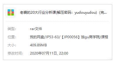 独孤商学院《老裘的20大行业分析课》课程百度云网盘下载资源(完整版)[PDF/MP3/压缩包/409.89MB]