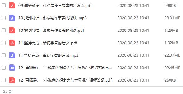 《像小说家一样写作》视频课程合集百度云网盘资源分享下载(完整版)[MP3/MP4/PDF/613.93MB]
