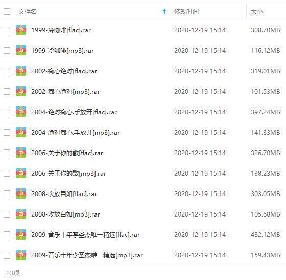 李圣杰(1999-2018)10张专辑歌曲合集[FLAC/MP3/4.61GB]百度云网盘下载