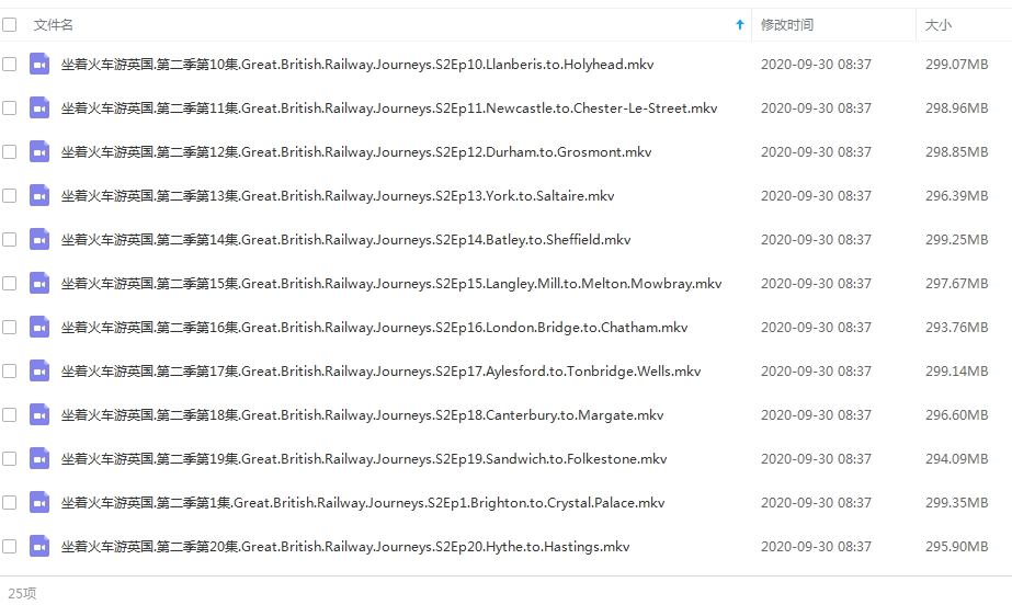 BBC纪录片《坐着火车游英国第二季》视频25集英语中字[MKV/7.28GB]百度云网盘下载