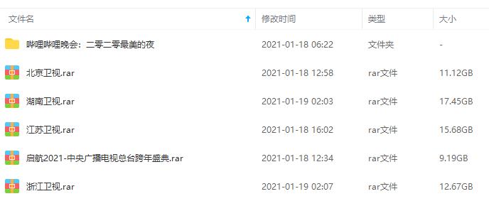 五大卫视(北京/湖南/浙江/江苏/CCTV)+哔哩哔哩2020-2021跨年演唱会视频合集[TS/MKV/99.69GB]百度云网盘下载