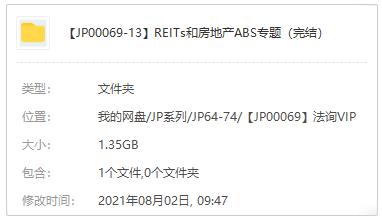 REITs和房地产ABS专题课程视频MP4讲解百度云网盘下载