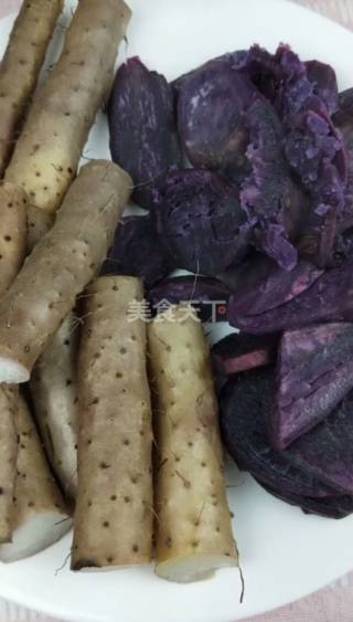 奶香山药紫薯泥的做法步骤：2
